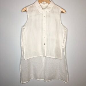 Jonathan Simkhai White Sleeveless High Low Button up top